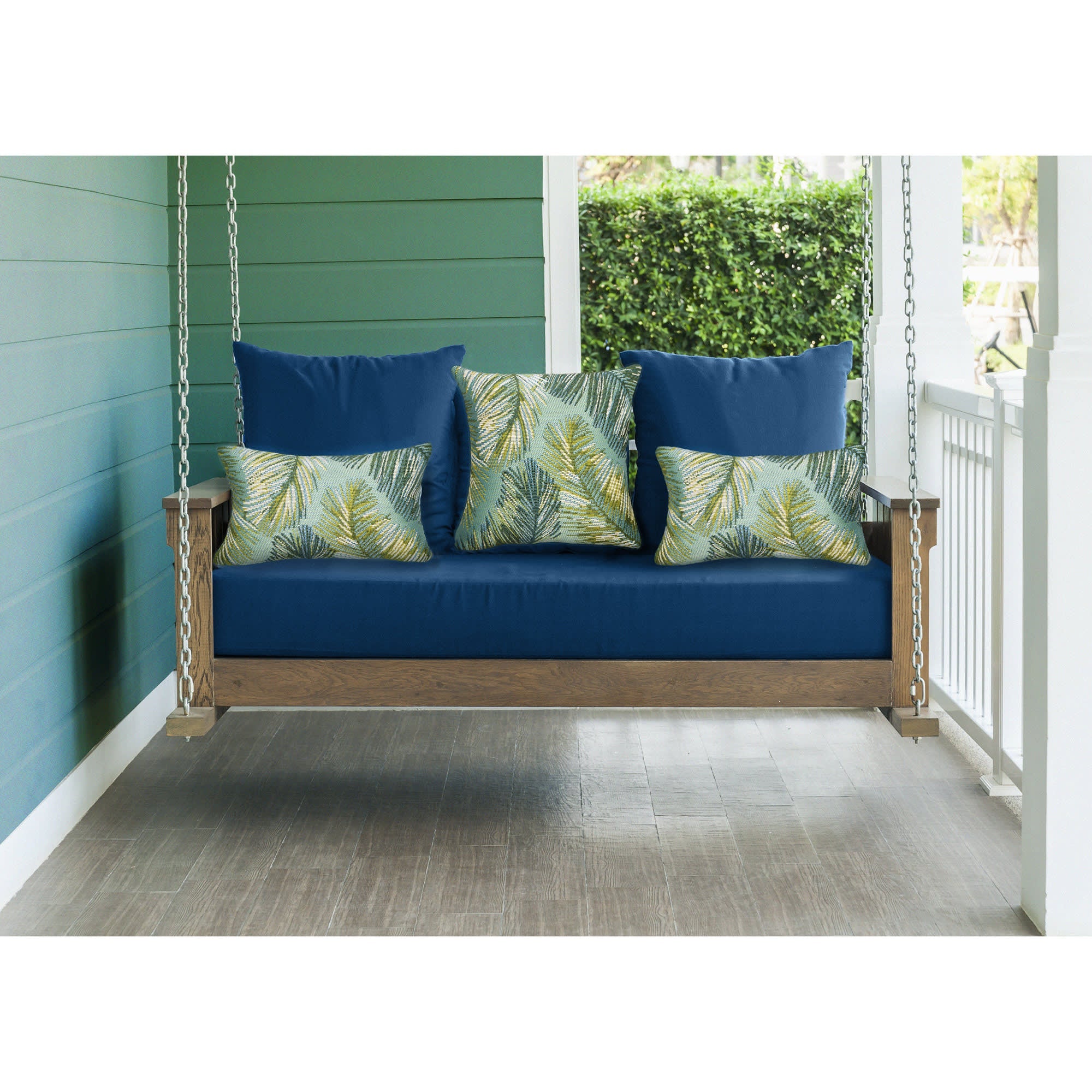 Marina Palm Border Indoor Outdoor Throw Pillow