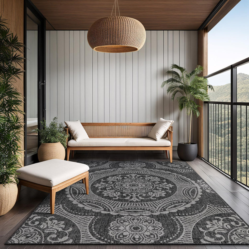 Dark Gray 6x9 Washable Outdoor Rug S442688