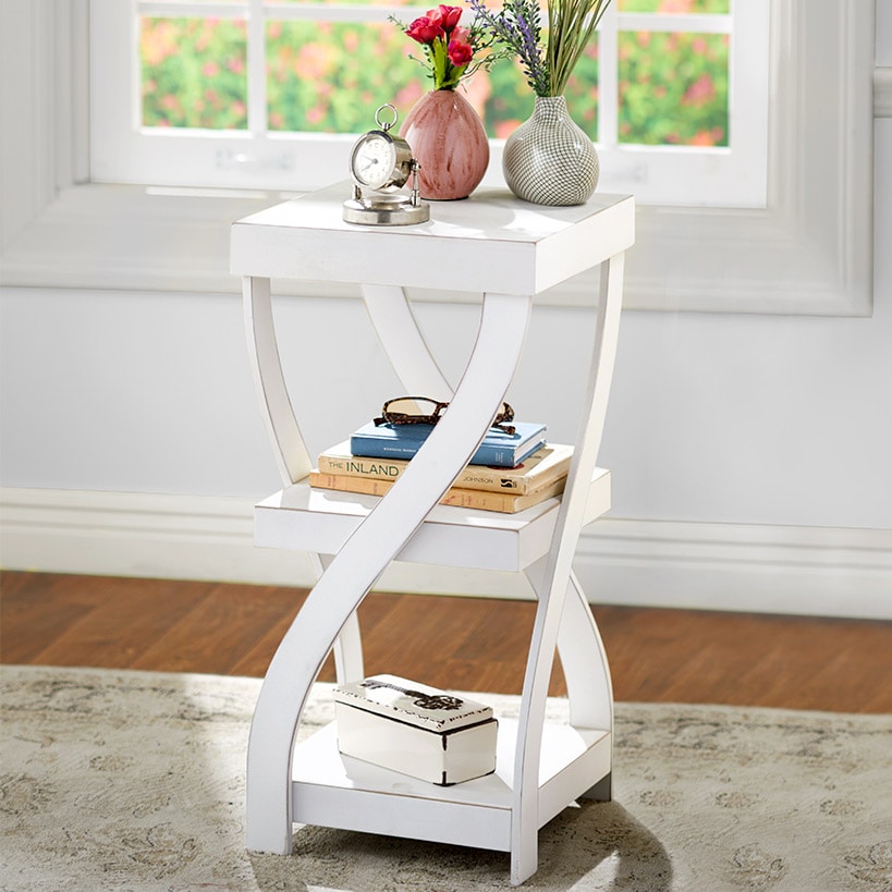 Distressed Twisted Wood Accent Table