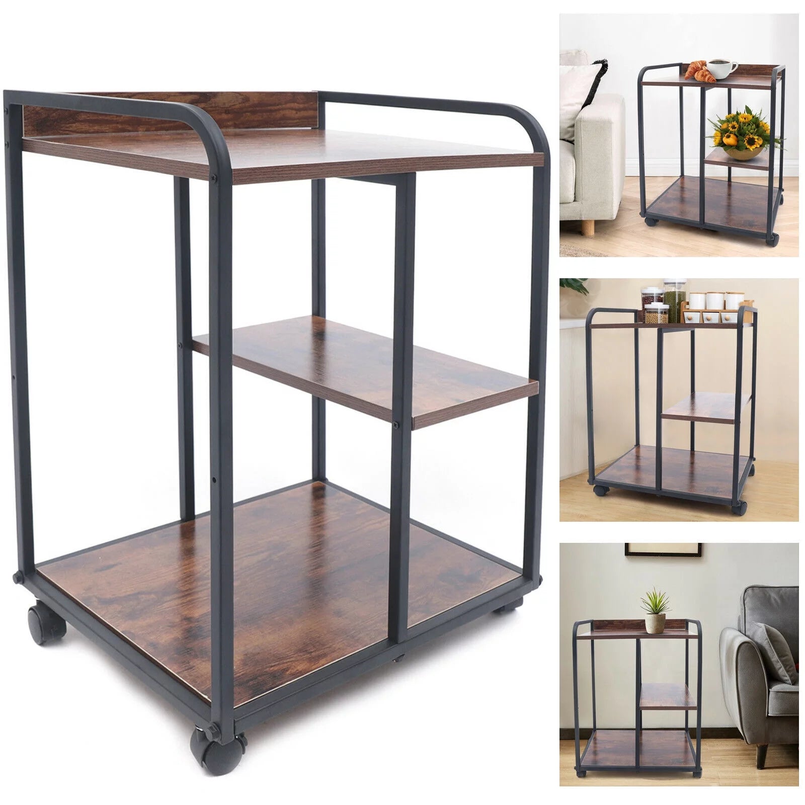 3-Tier Rolling Printer Stand with Storage Cart N443195