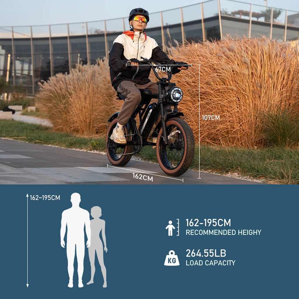 Black 20" 4.0 Fat Tire Electric Bike with 48V 15Ah Battery O791435