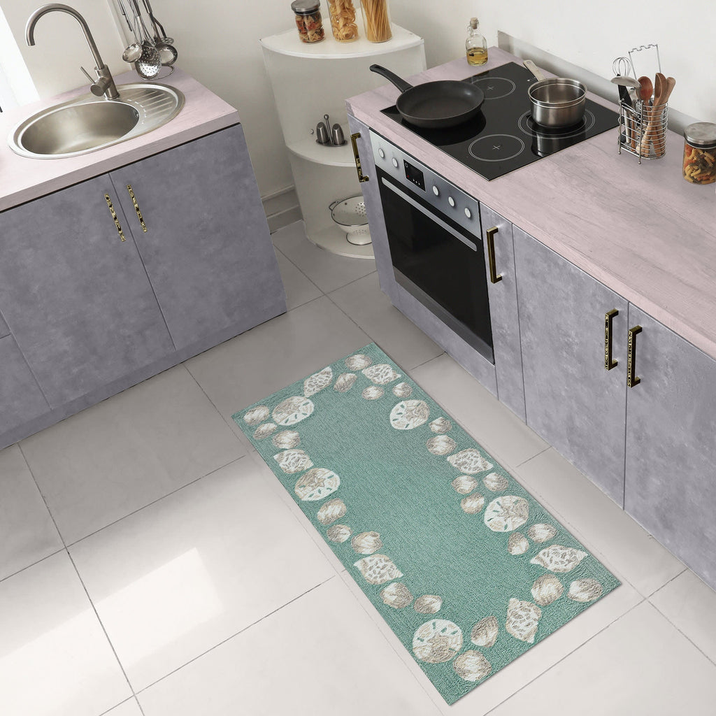 Capri Seashell Border Indoor Outdoor Area Rug