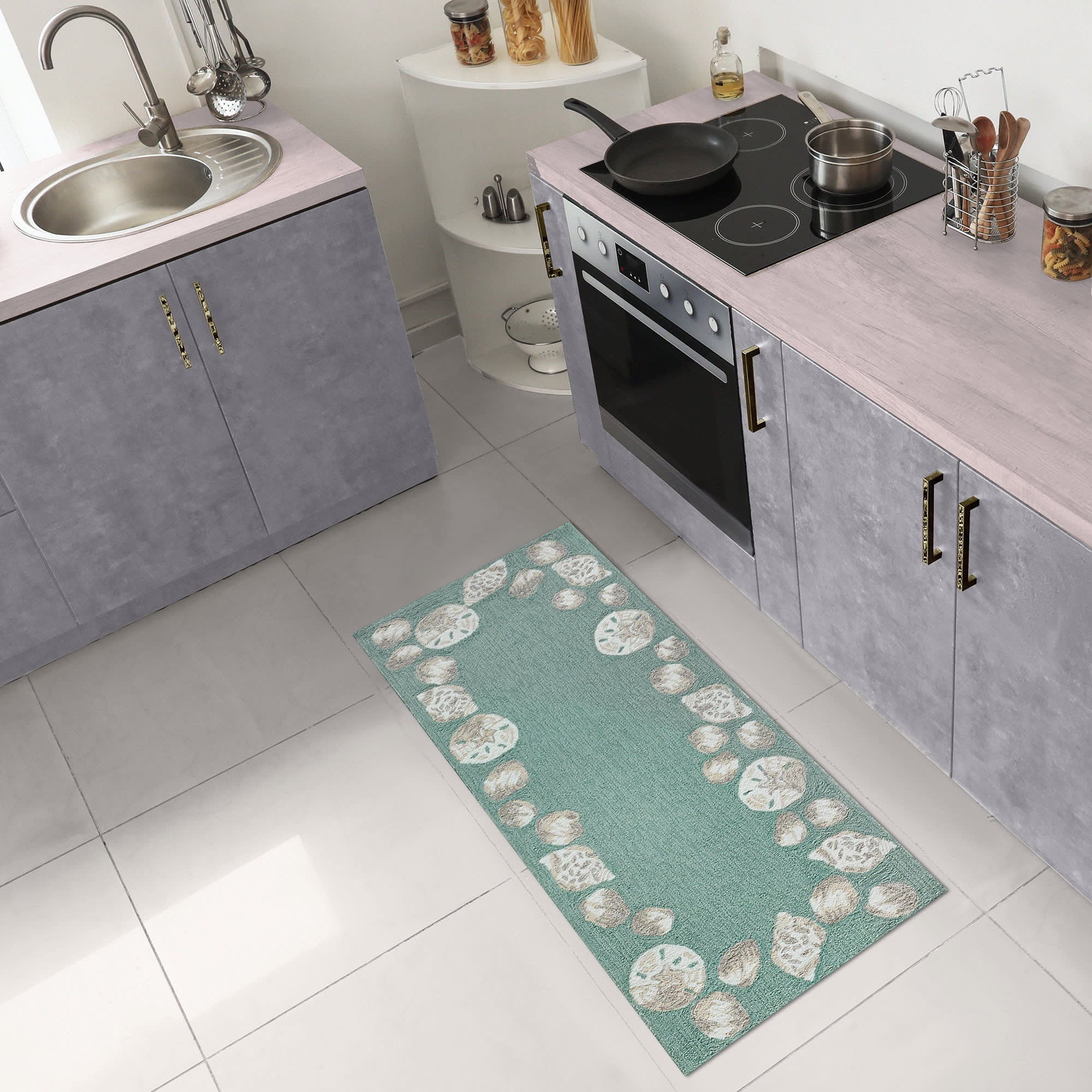 Capri Seashell Border Indoor Outdoor Area Rug