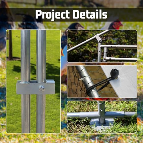 Large Metal Chicken Coop with Water-Resistant and Anti-UV Cover Walk-in Poultry Cage P642930