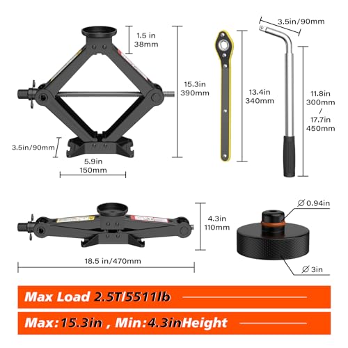 2.5 Ton Scissor Car Jack with Pucks S6512