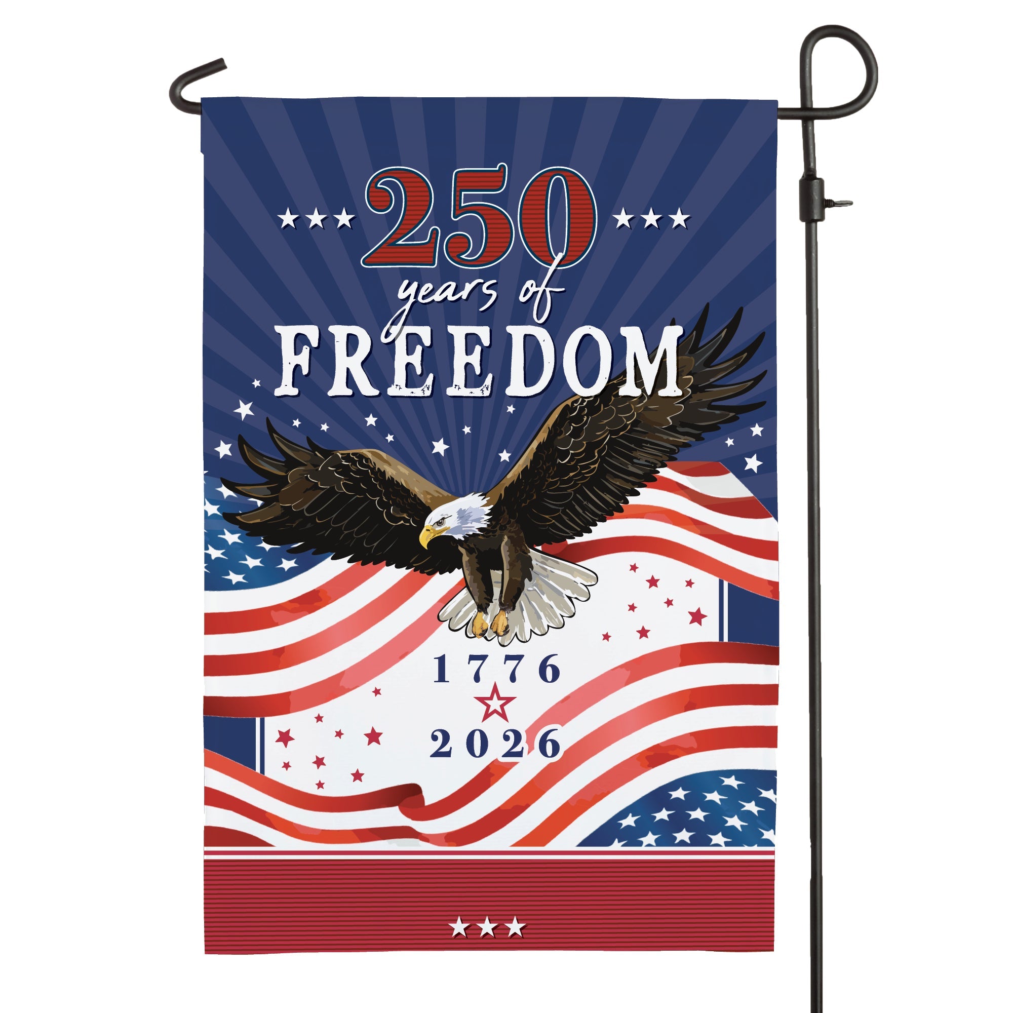 Personalized 250 Years of Freedom with Family Name Garden Flag