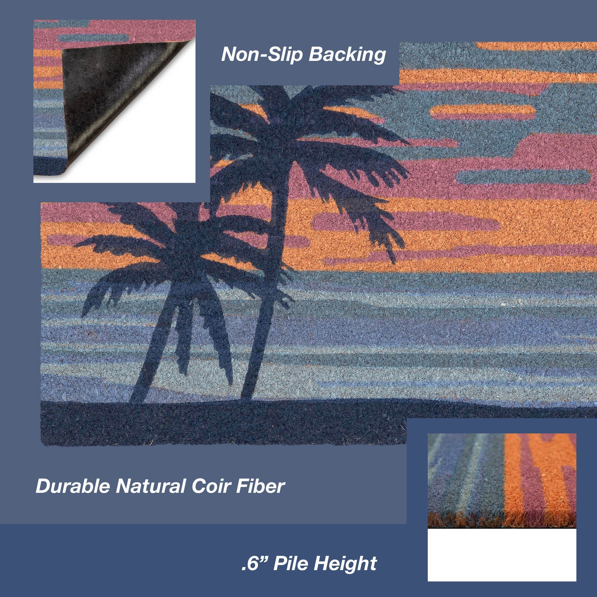 Natura Sunset Coir Doormat with Non-Slip Backing