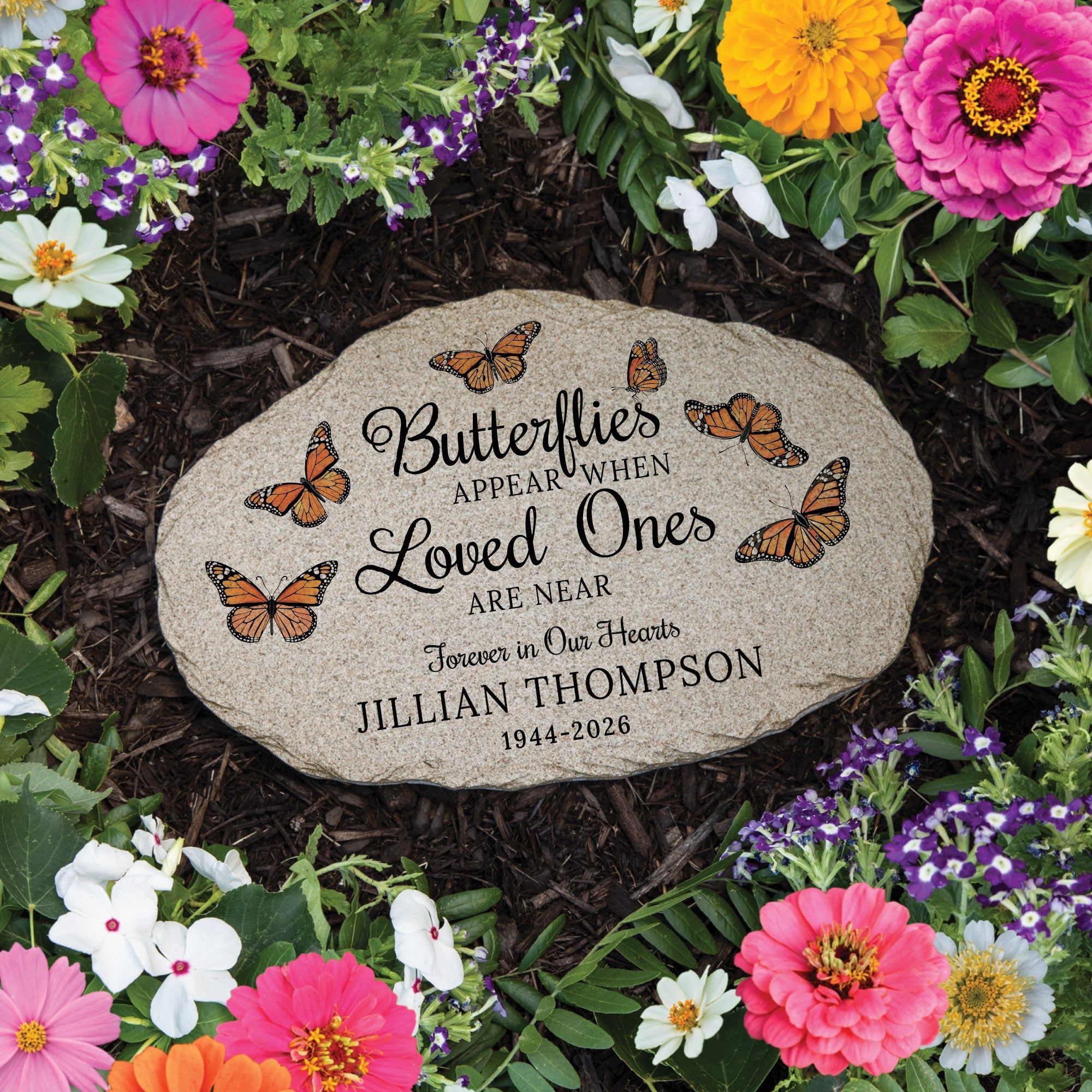 Personalized Butterflies Memorial Garden Stone