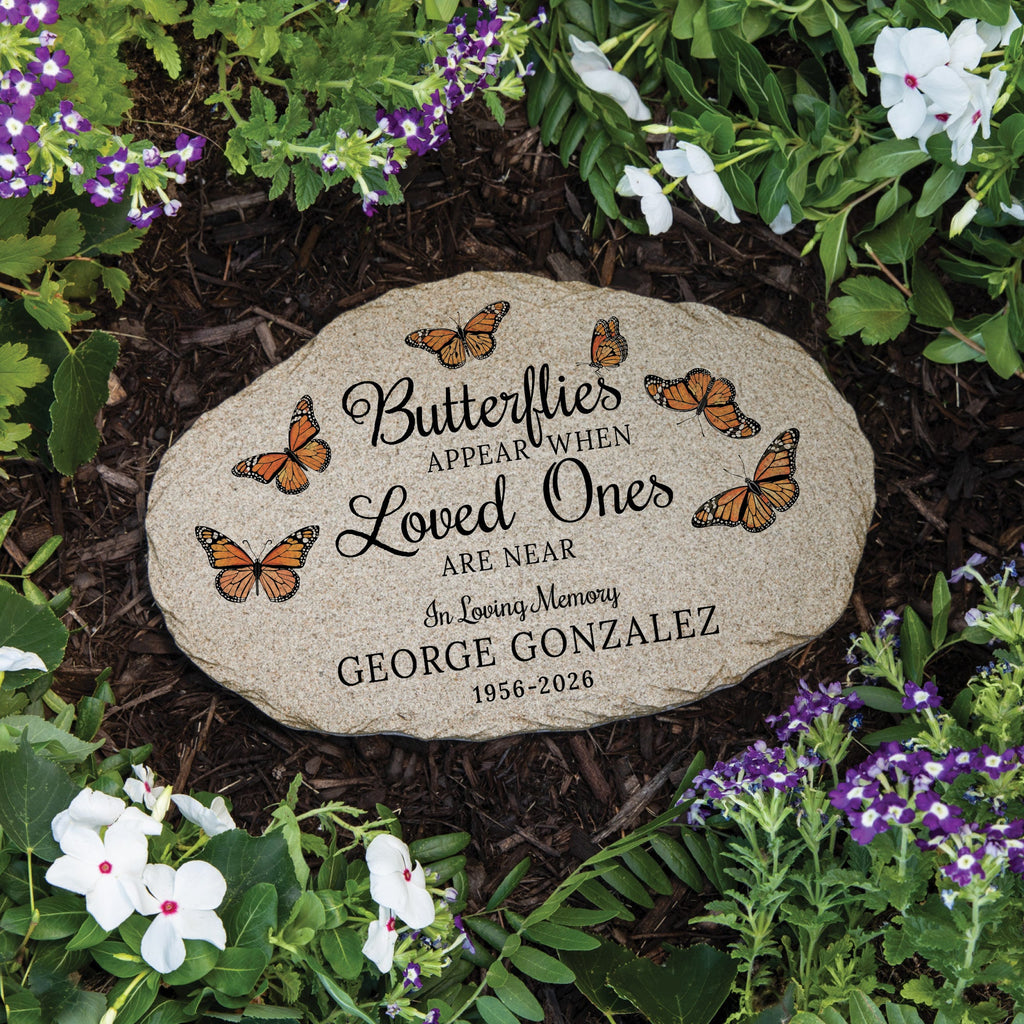 Personalized Butterflies Memorial Garden Stone
