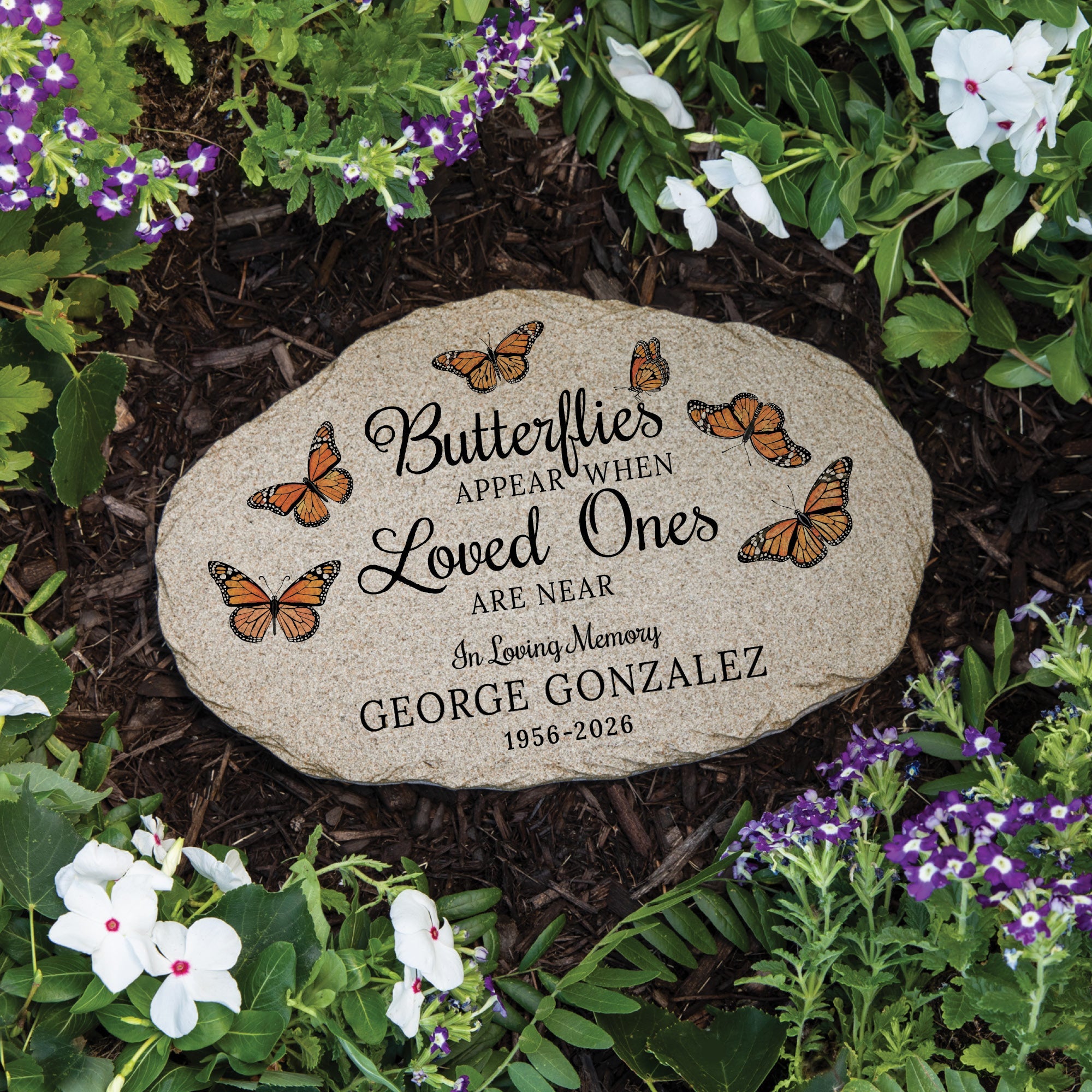 Personalized Butterflies Memorial Garden Stone