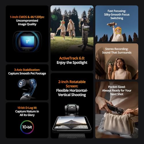 1'' CMOS 4K/120fps Vlog Camera with 3-Axis Stabilization and Mic J74976