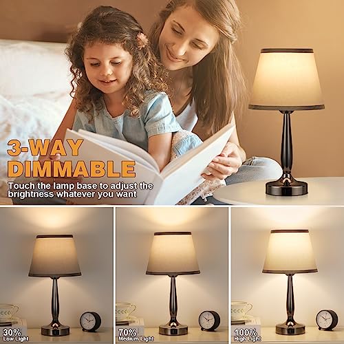 Black Touch Bedside Lamp with USB Charging Ports I316