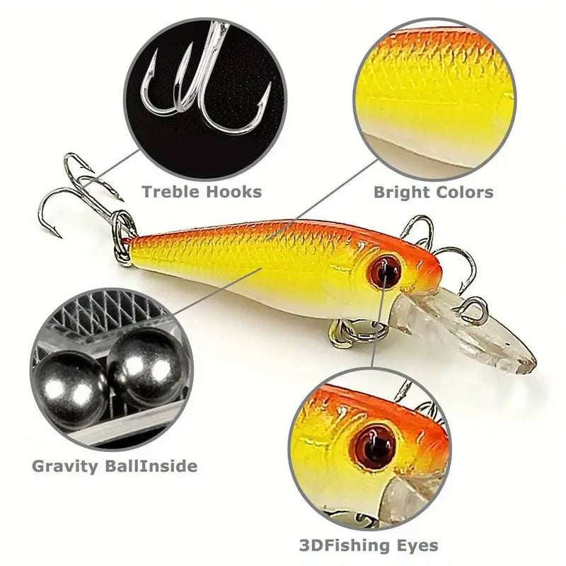 30pcs Mixed Color PP Fishing Lures Crankbaits Kit M675