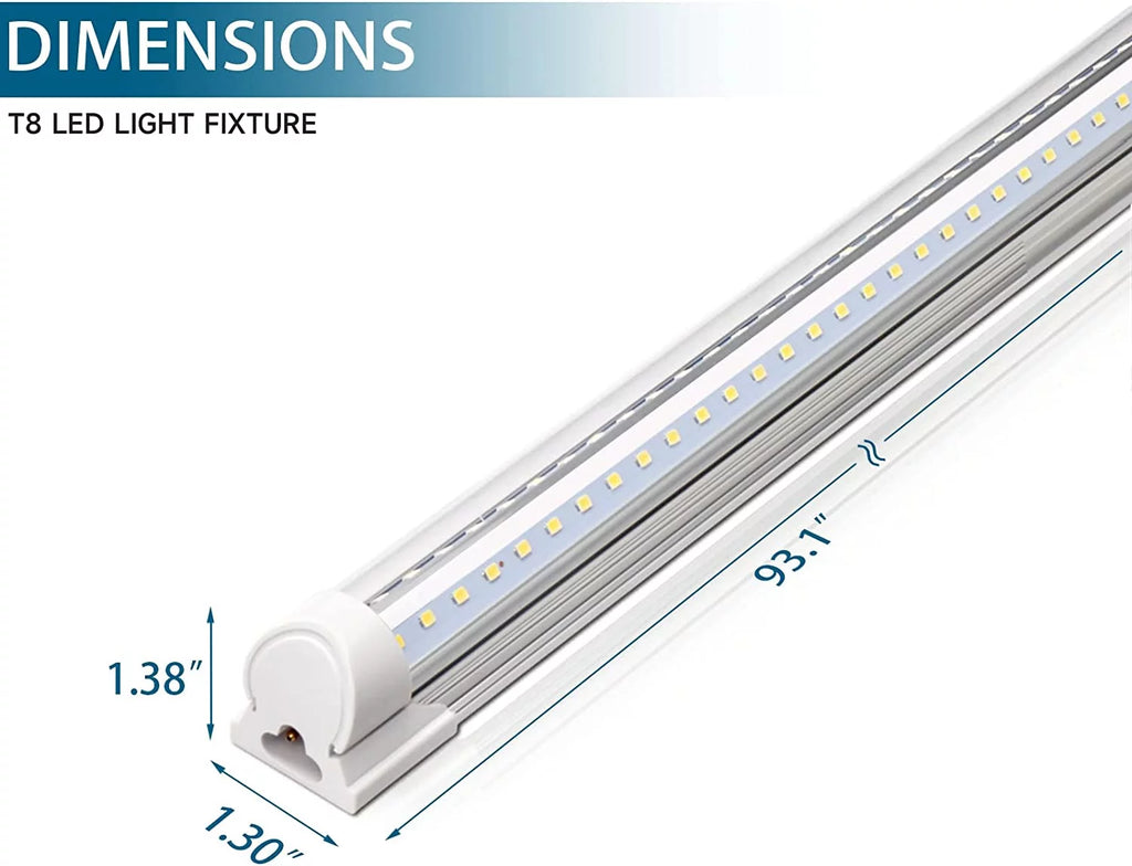 8FT 72W 9000LM 5000K Daylight White T8 Linkable LED Shop Light, 4 Packs T9378