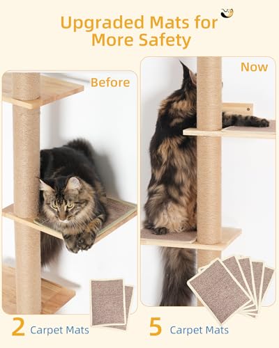 Tall Cat Tree with 15.8in Large Perch, 5 Tier Floor to Ceiling Cat Tower with Carpeted Mats, 80.3inch Cat Scratching Pole W634699