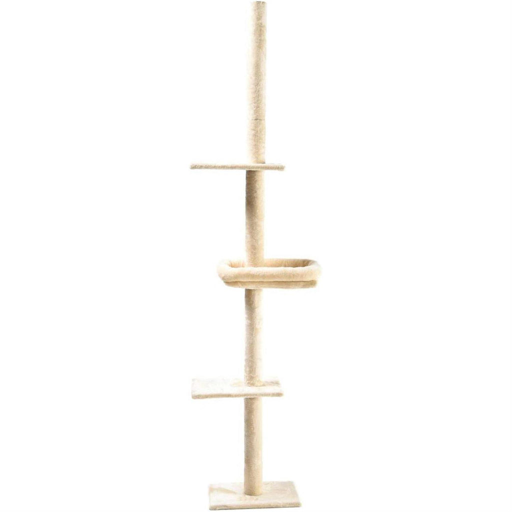 4-Level Carpeted Adjustable Floor to Ceiling Cat Tree with Cat Bed J19293