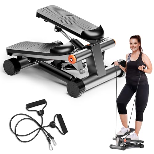 Adjustable Height Stair Stepper with Resistance Bands & LCD Monitor J2303