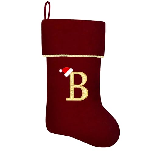 Blue Velvet Christmas Stocking with Gold Trim C66267