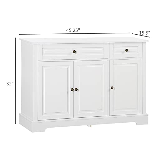 White Sideboard with 2 Drawers and Adjustable Shelves F6806