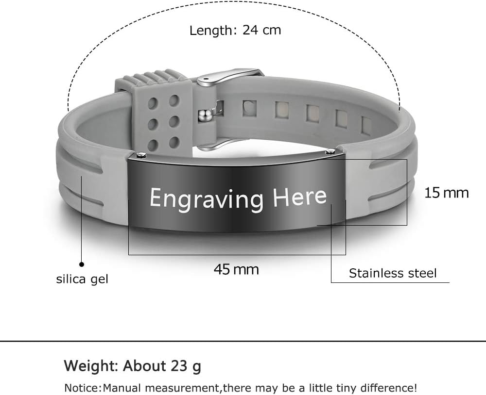 9 Inches Silicone Medical Alert Bracelets E40105