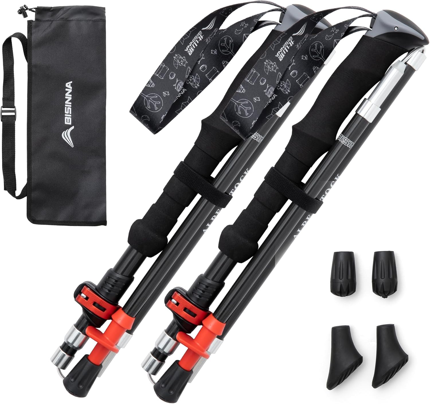 Carbon Fiber Trekking Poles Collapsible Walking Sticks Hiking Folding Poles Quick Lock 2pc B95083