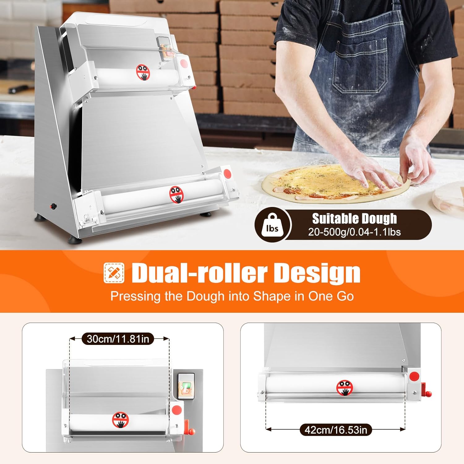 4-15 Inch Automatic Commercial Electric Pizza Dough Sheeter Machine V7425