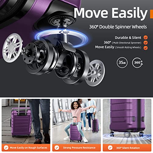 Black Expandable PC+ABS Luggage Set with TSA Lock T1727