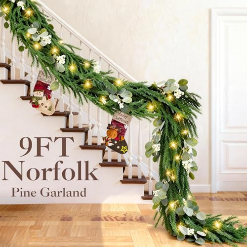 2 Pack 9FT Artificial Pre-lit Christmas Garland with Lights B565338