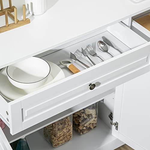 White Sideboard with 2 Drawers and Adjustable Shelves F6806