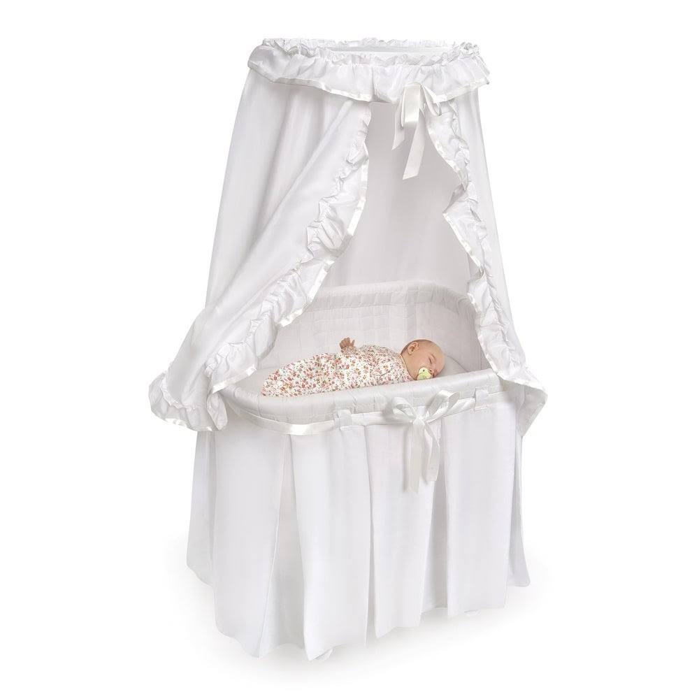 Gray/White Baby Bassinet with Canopy Bedding R63462