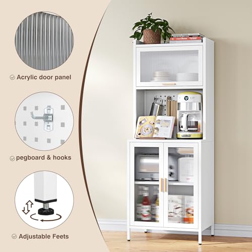 White 72.6" Tall Kitchen Pantry Cabinet with Storage X527
