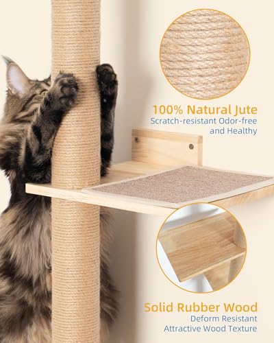 Tall Cat Tree with 15.8in Large Perch, 5 Tier Floor to Ceiling Cat Tower with Carpeted Mats, 80.3inch Cat Scratching Pole W634699