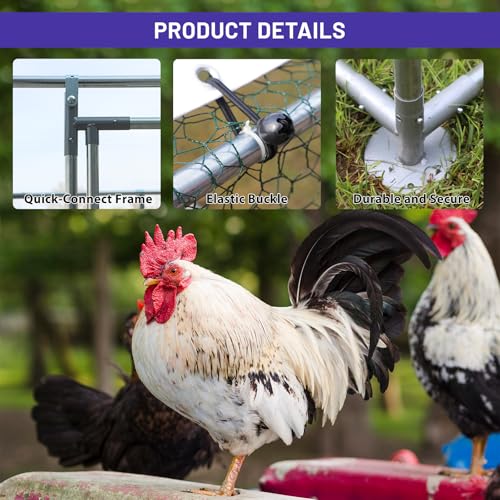 Large Metal Chicken Coop with Water-Resistant and Anti-UV Cover Walk-in Poultry Cage P642930