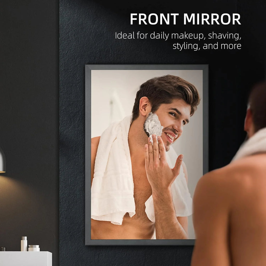 Black Wall-Mounted Stainless Steel Medicine Cabinet with Mirror O934336