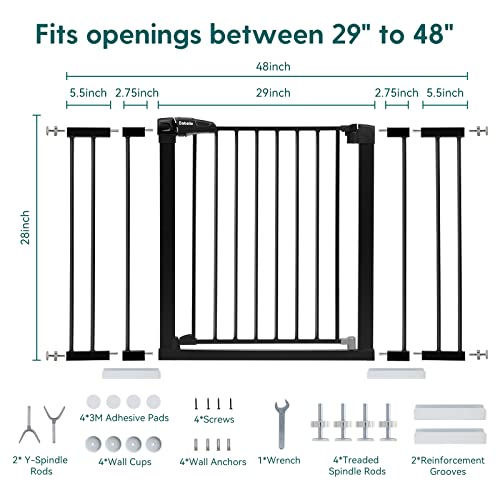 Black Metal Baby Gate, 29-43'' Wide, 30'' Tall N3353