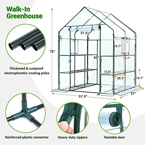 Plastic Greenhouse with Improved Transparent PVC Cover, 3 Tiers 12 Shelves N247415