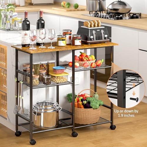 Microwave Cart with Wheels and Adjustable Shelf E687092