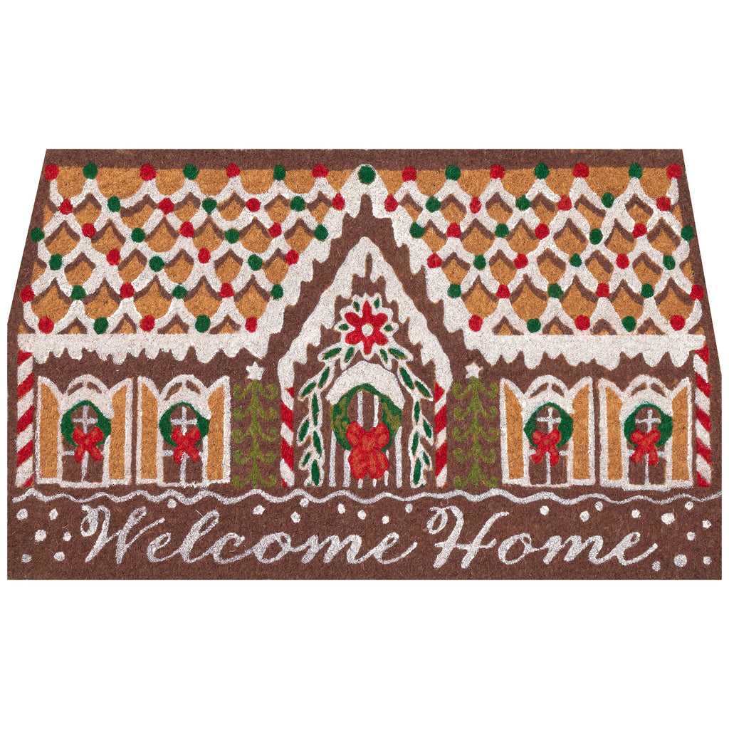 Natura Gingerbread House Welcome Coir Doormat with Non-Slip Backing