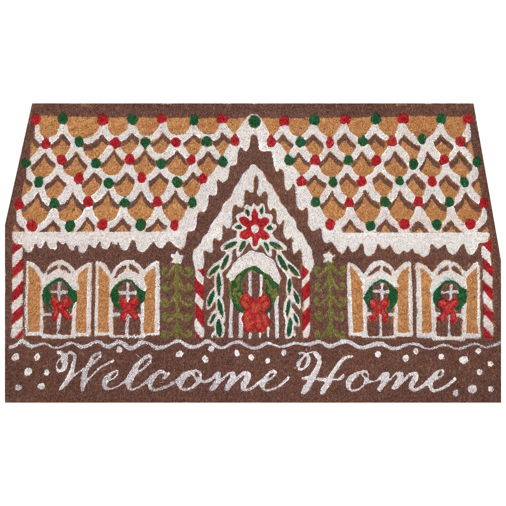 Natura Gingerbread House Welcome Coir Doormat with Non-Slip Backing