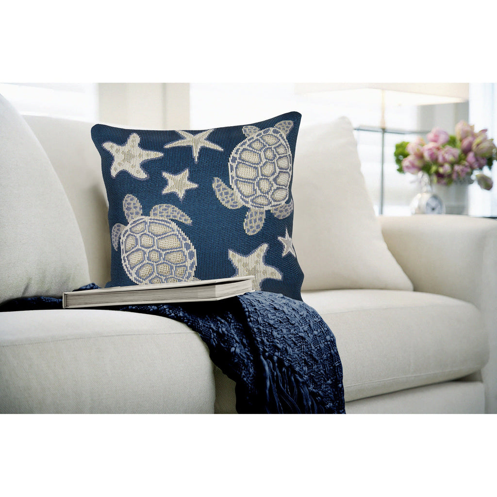 Marina Turtle And Stars Indoor Outdoor Throw Pillow