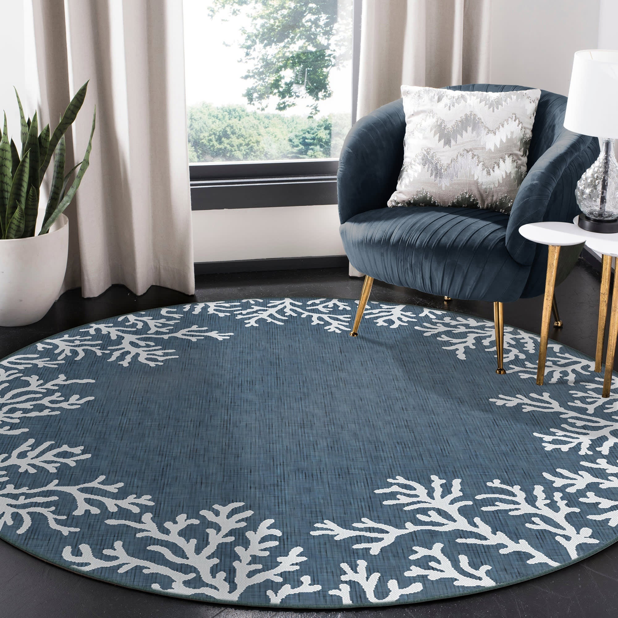 Carmel Coral Border Indoor Outdoor Area Rug
