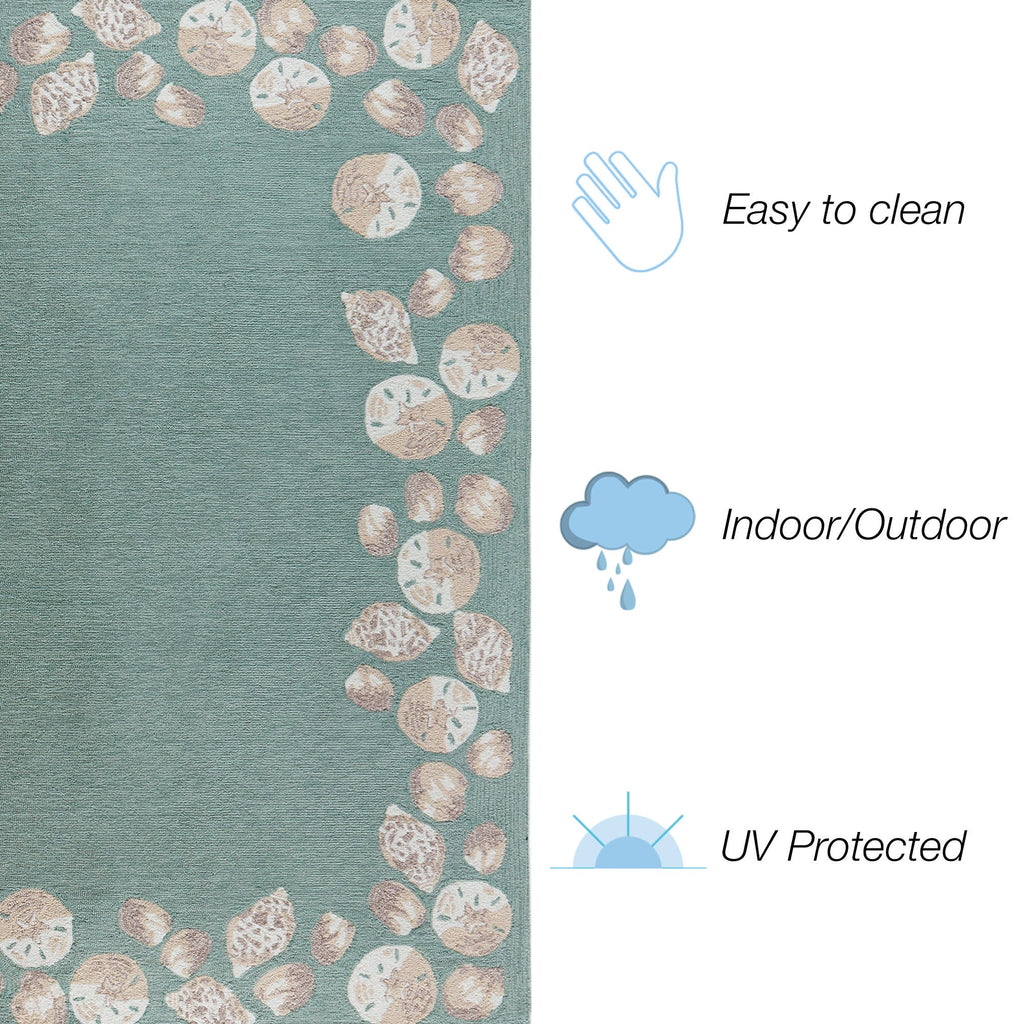 Capri Seashell Border Indoor Outdoor Area Rug