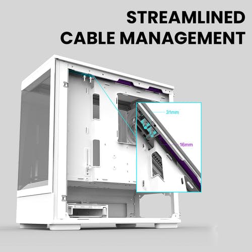 White Micro ATX PC Case with Tempered Glass Panel S1045