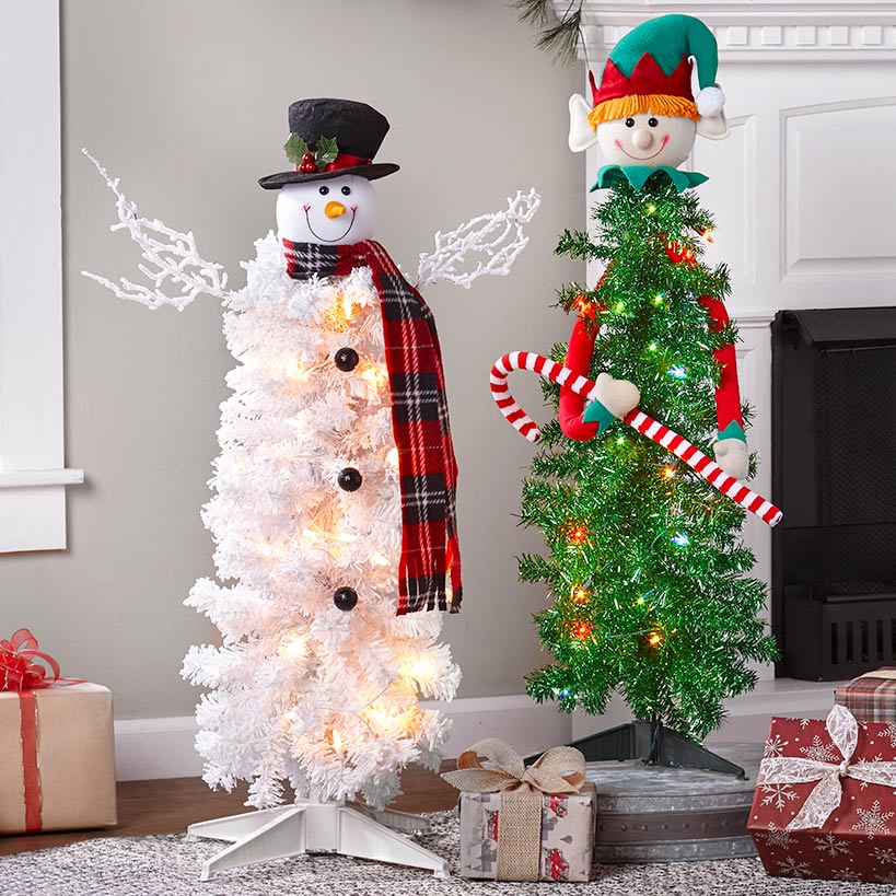 Lighted Christmas Character Tree Snowman or Elf - 3 Ft Y4919