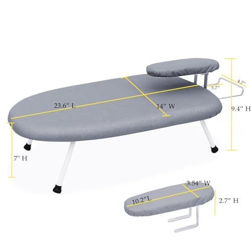 23.6" L x 14" W x 7" H Removable Sleeve Folding Legs Cotton Cover Countertop Ironing Board Y570118