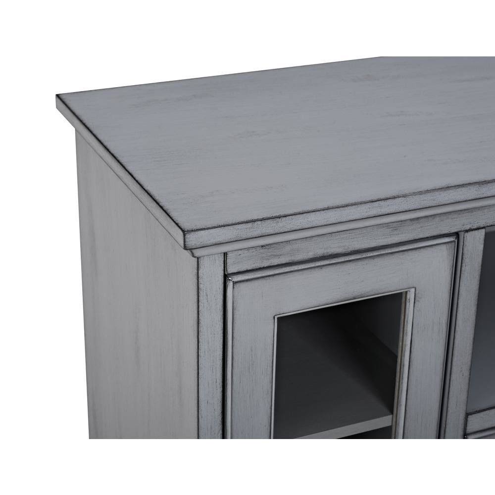 Antique Gray Wood TV Media Console A283998