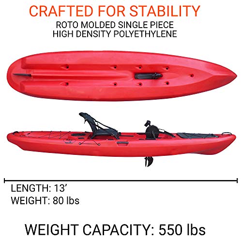 13' Pedal Drive Fishing Kayak with Rudder System and Paddle I5449