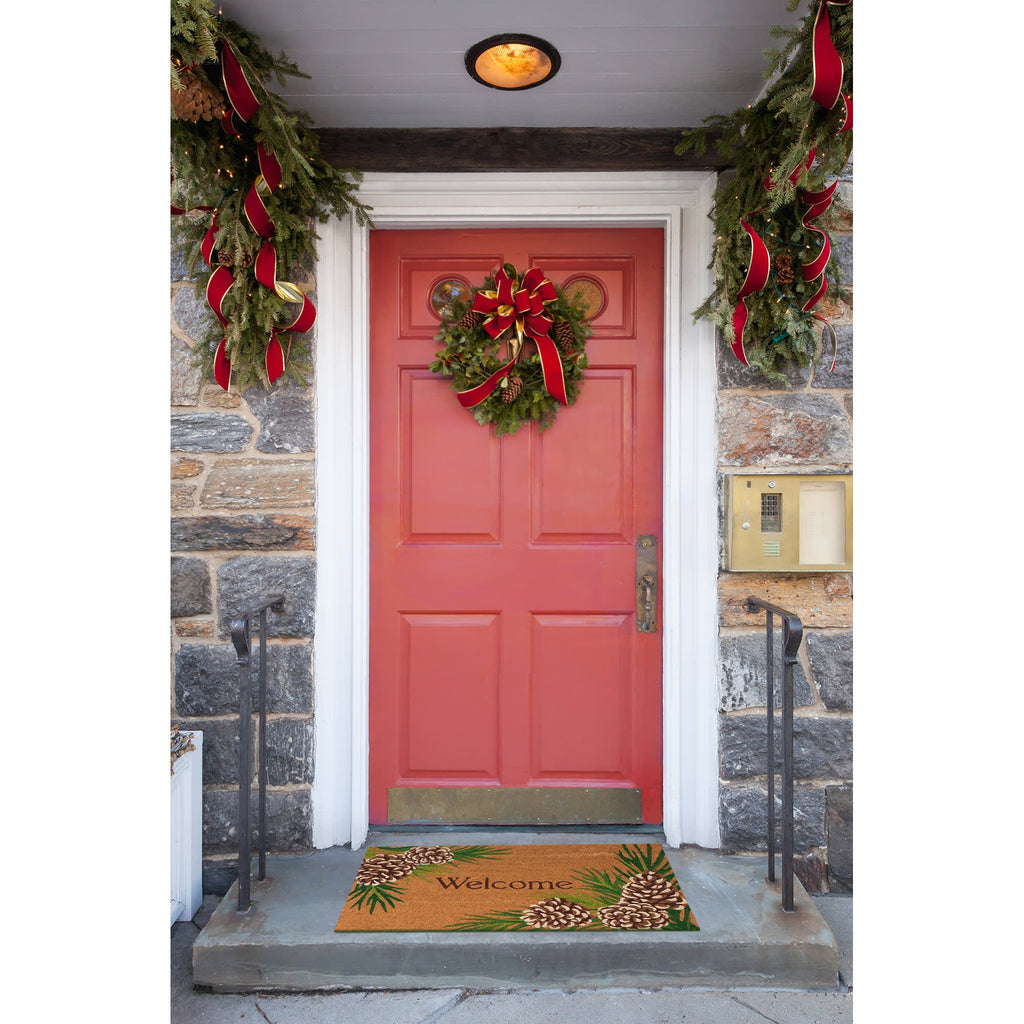 Natura Pinecone Border Coir Doormat with Non-Slip Backing