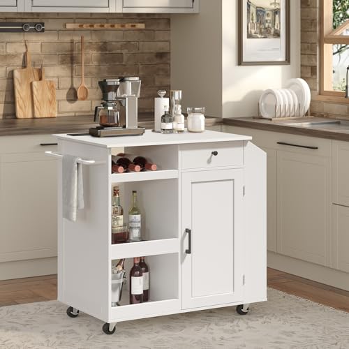 Black and Natural Rolling Kitchen Cart with Drawer L812034