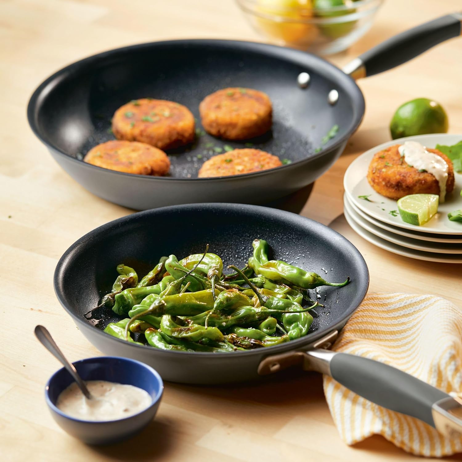 Hard-Anodized Nonstick Skillets 2 Piece Set 10.25-Inch & 12.75-Inch Moonstone D50754
